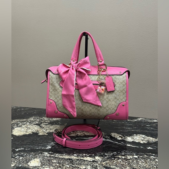 Coach Handbags - Coach Pink and Beige Satchel